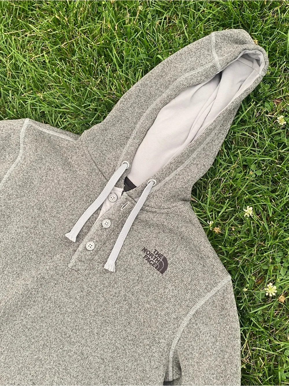 The North Face Men’s Light Gray Hooded Crewneck Pullover